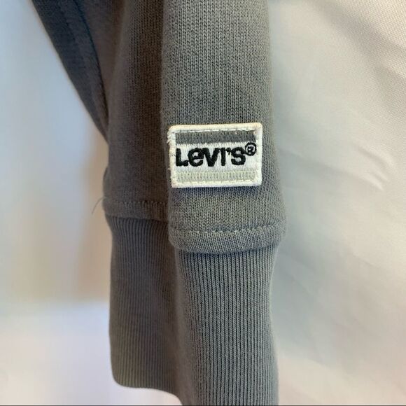 💥LEVI’S Gray logo drawstring pull over hoodie size small - Picture 4 of 9